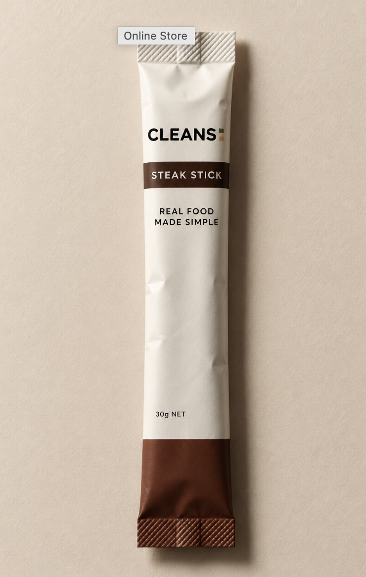 CLEANS Steak Stick in its 30g packaging